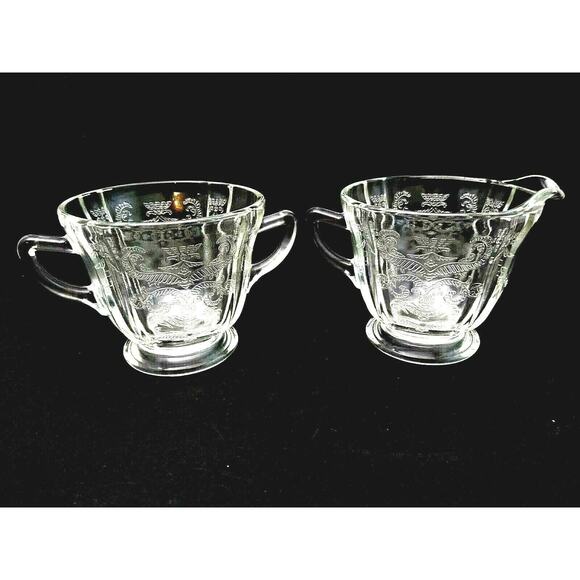 Indiana Glass Madrid Clear Creamer and Sugar Bowl - Picture 4 of 5